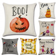 Pumpkin Witch Wizard Halloween Cotton Linen Pillow Case Throw Cushion Cover 18“”   123311670628